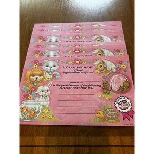 1994 Kenner littlest pet shop official registration certificate Lot Of 7